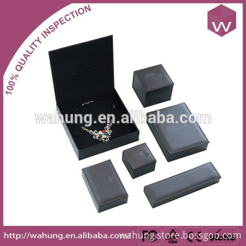 black plastic jewellery boxes with PU leather china (WH-2723)